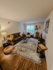 A living room in an apartment