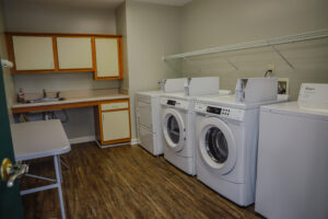 The laundry room of an apartment community