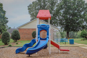 A playground with slides