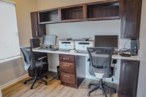 Community business center with computers and printers