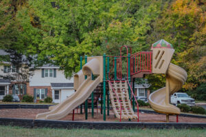 A playground with slides