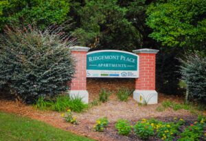 Ridgemont Place Apartment Complex Sign