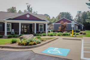 Front Office of complex with handicap parking spot