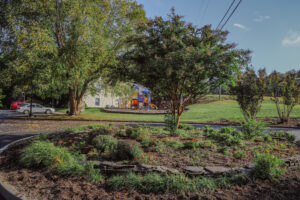 Apartment complex with mature landscaping