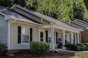 Single story apartment with front porch