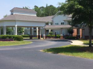 Apartment complex and driveway