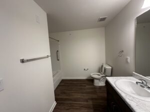 The bathroom of an apartment