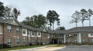 A two story apartment building