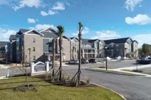 Apartment Complex and Palm Trees