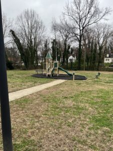 A playground with a slide