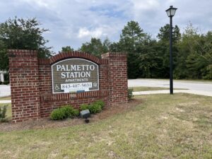 The brick sign for an apartment community