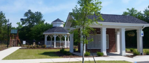 A white gazebo at an apartment community