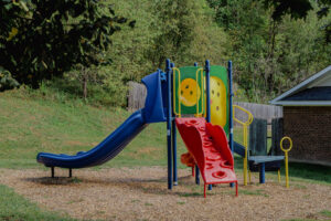 A playground with a slide.