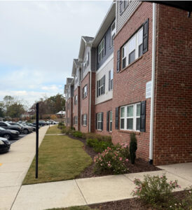 A three story apartment building